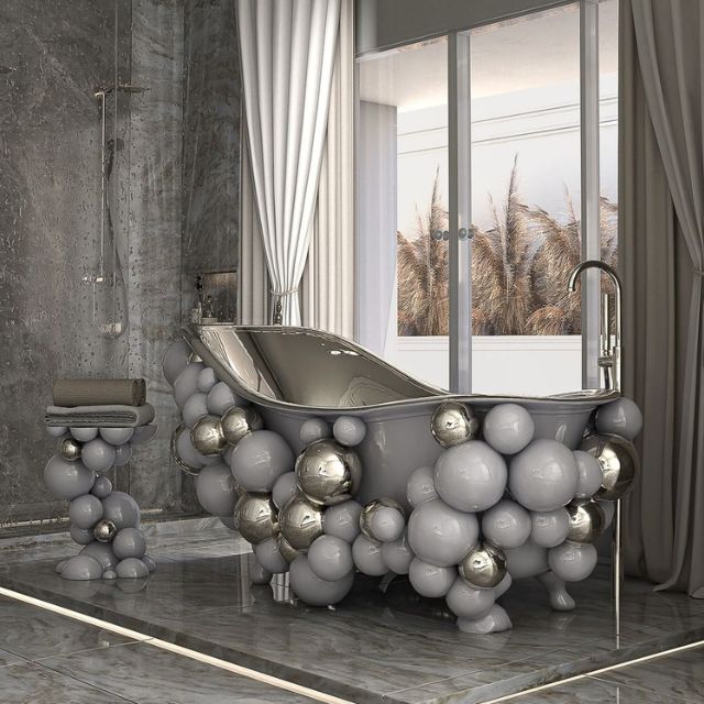 grey toned bathtub