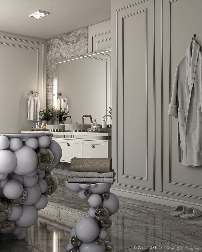 luxury bathroom with gray tones